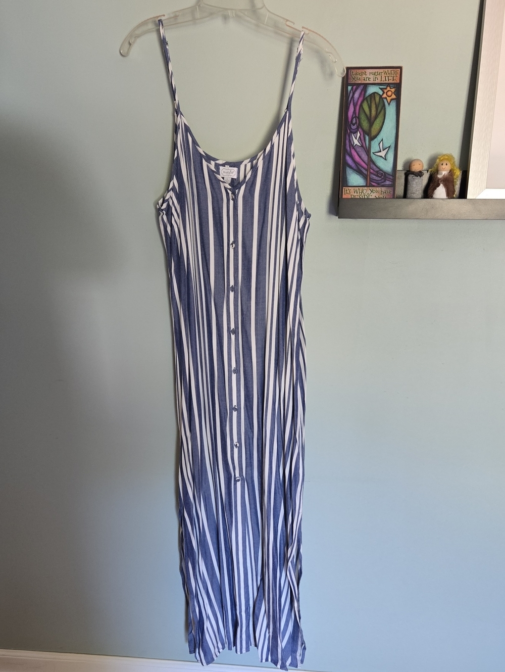 Mud Pie Navy and White Striped Button-Front Dress LG